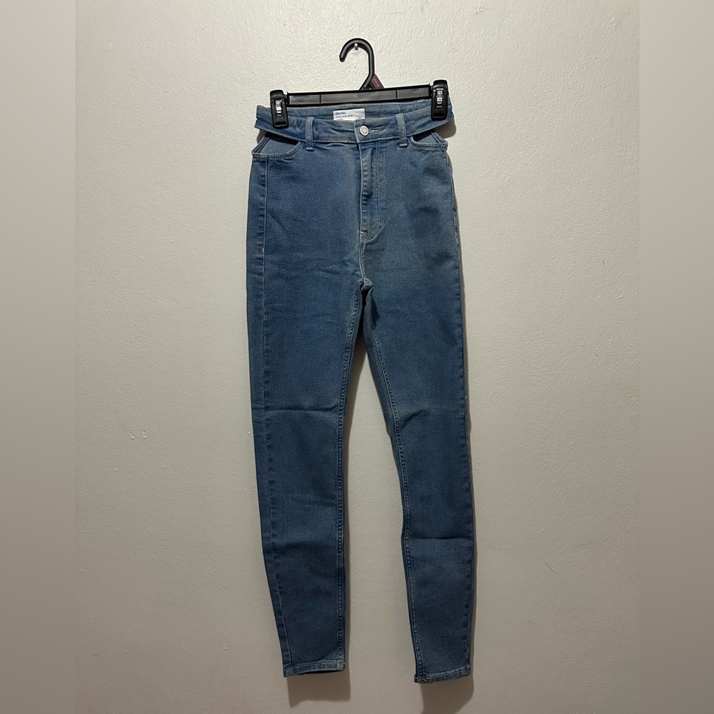 Bershka High-Rise Skinny Jeans in Blue